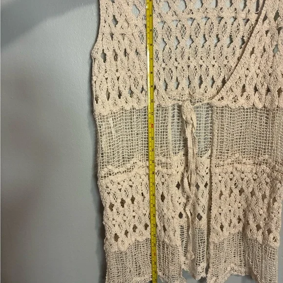 Blu Pepper Boho Crochet Tank Top Size Large Cream Lace Knit Festival Vest - Picture 7 of 7